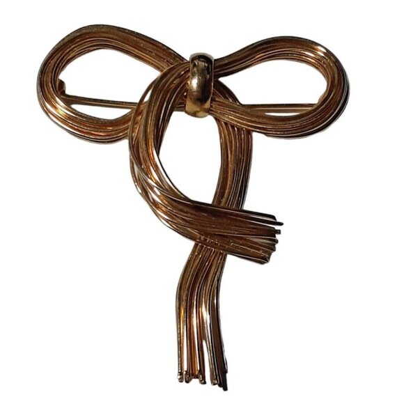 Jewelry | Vintage Brooch Pin Bent Twisted Rope Wires Ribbon Bow ...